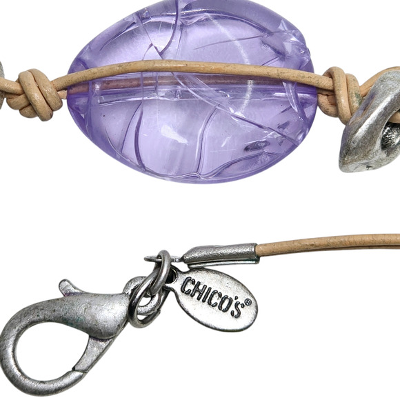 Chico's Long Large Colorful Rainbow Beaded Necklace Glass Wood Thread Multi - Picture 5 of 5